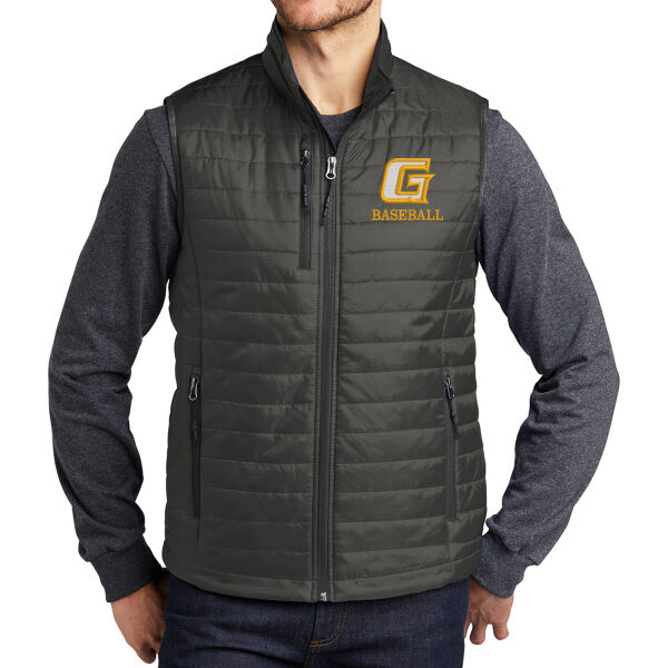 G Baseball Embroidered Packable Puffy Vest Thumbnail